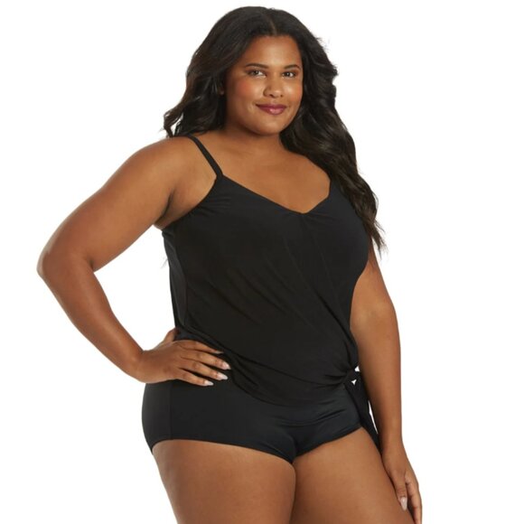 NWT Black Magicsuit Plus Size Surplice Underwire Side Tie Alex Tankini Top Sz 18 - Picture 2 of 8